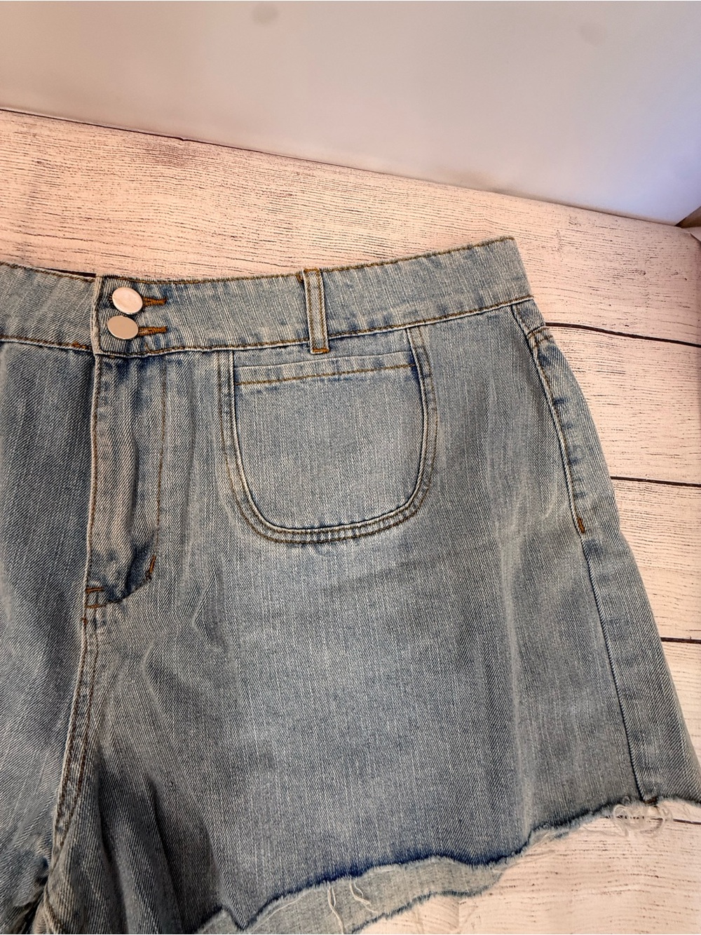 SHEIN Light Wash High-Rise Denim Shorts 100% Cotton 4X
